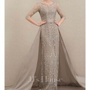 JJs House Beige Embroidered Maxi Dress